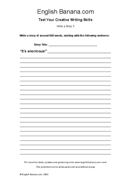 Write a Story 5 Worksheet