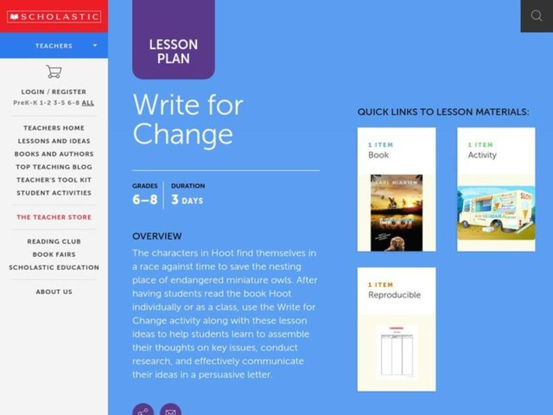Write for Change Lesson Plan