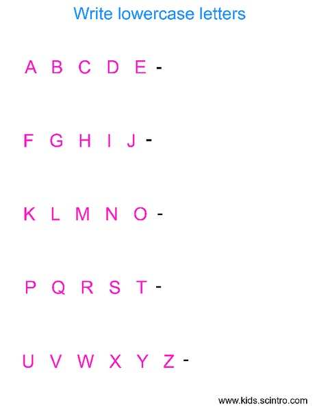 Write Lowercase Letters Worksheet