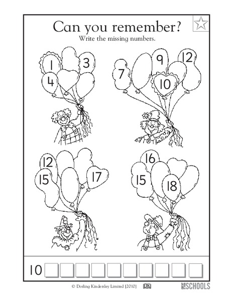 Write the Missing Numbers Worksheet