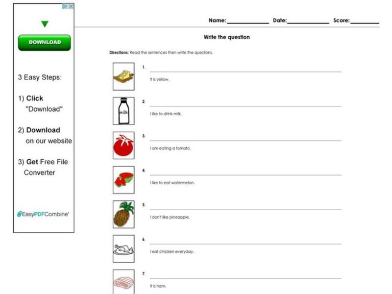 Write the Question Worksheet