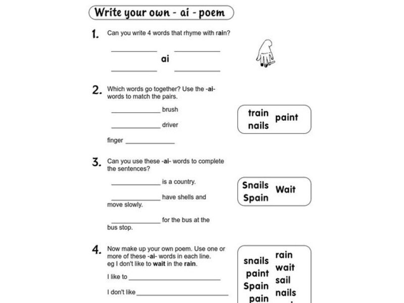 Write Your Own -ee- Poem Worksheet