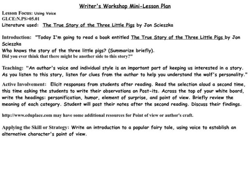 Writer's Workshop Lesson Plan