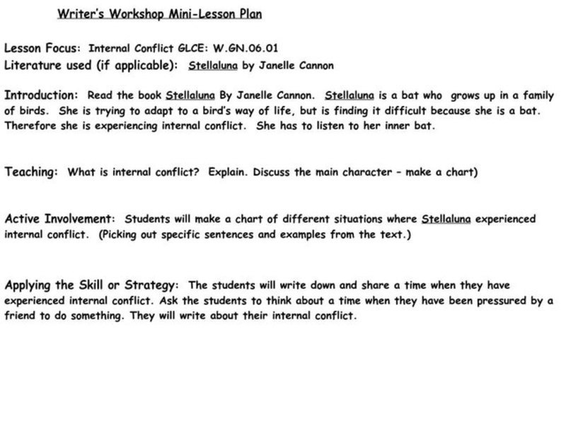 Writer's Workshop Lesson Plan