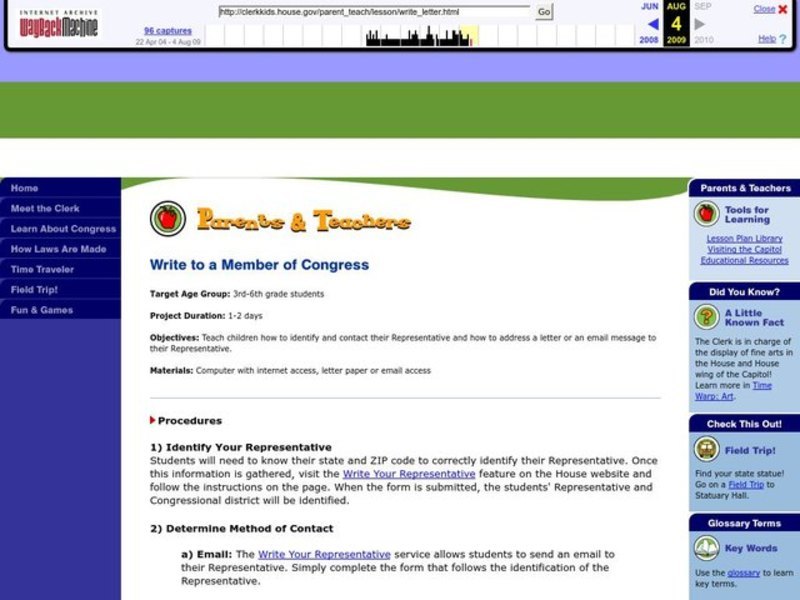 Write to a Member of Congress Lesson Plan