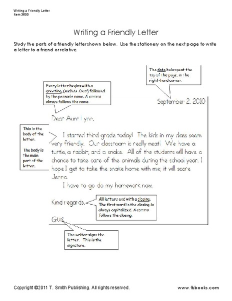 Writing a Friendly Letter Handout