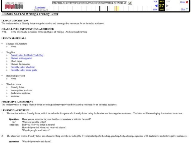 Writing a Friendly Letter Lesson Plan