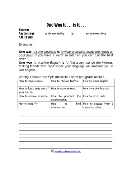 Writing a How-To Paper Worksheet