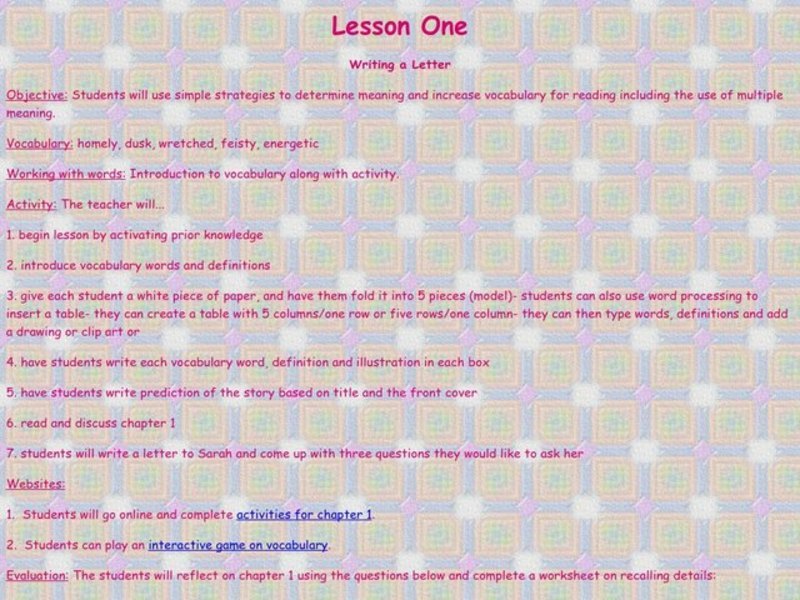 Writing a Letter Lesson Plan