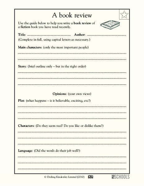 Writing a Book Review Worksheet