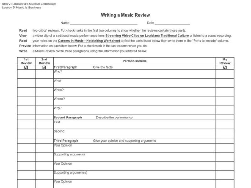 Writing a Music Review Organizer