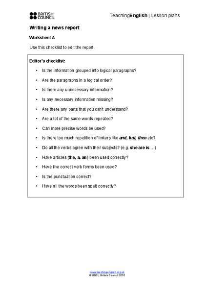 Writing a News Report Writing