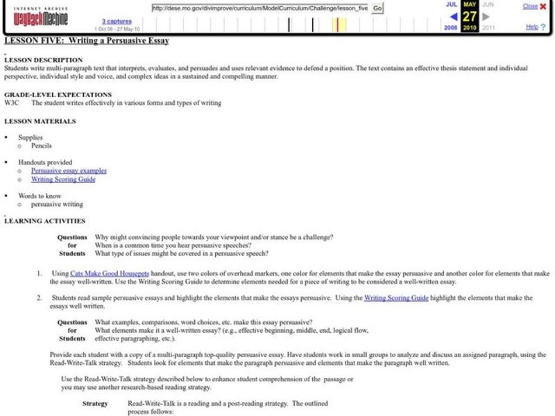 Writing a Persuasive Essay Lesson Plan