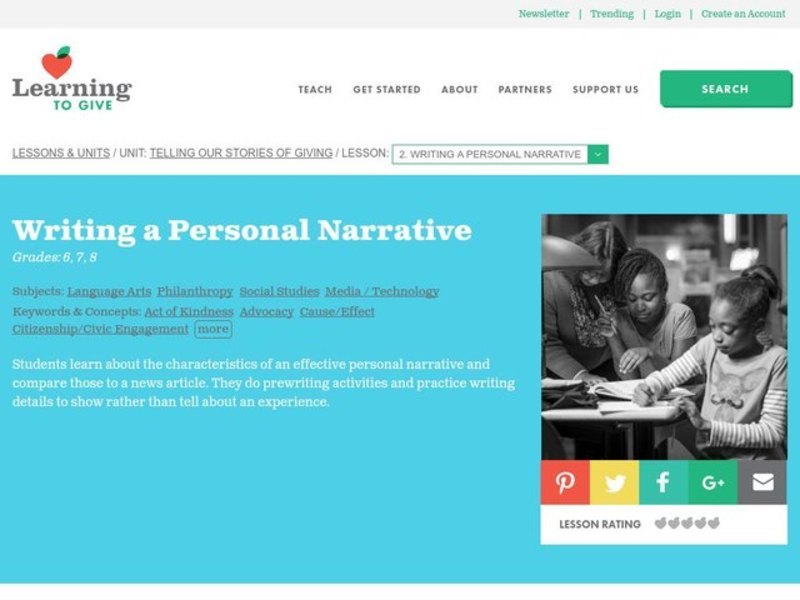 Writing a Personal Narrative Lesson Plan