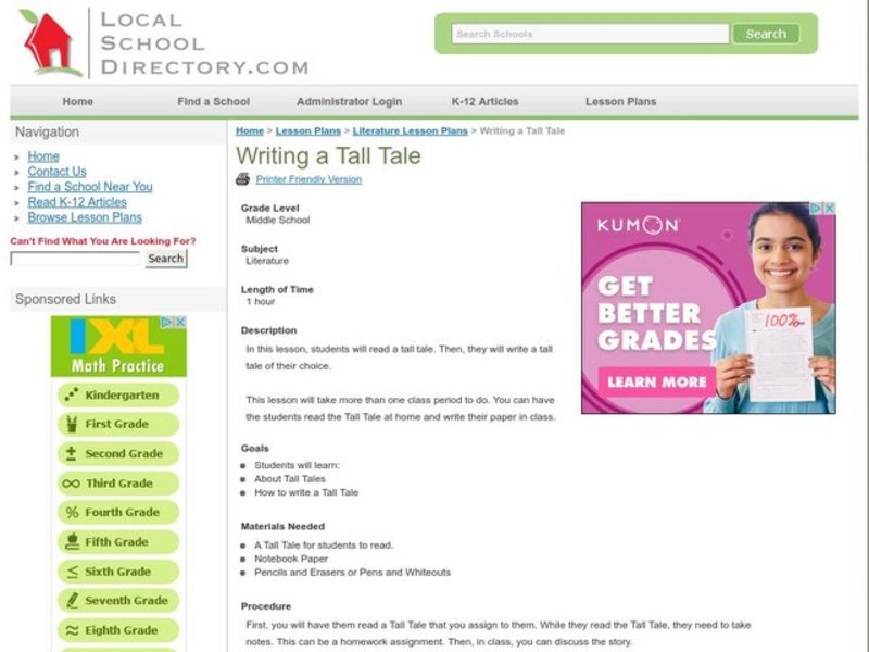 Writing a Tall Tale Lesson Plan