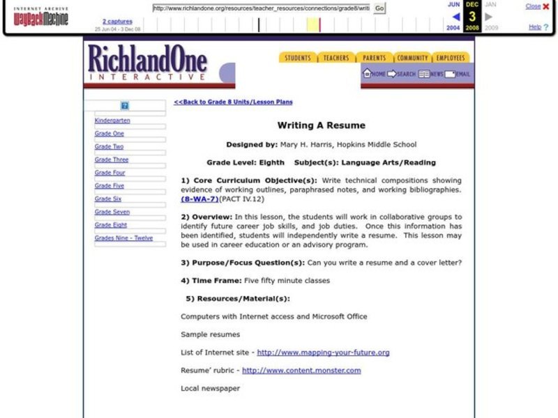 Writing a Resume Lesson Plan