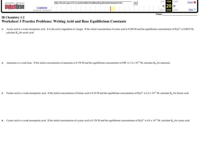 Writing Acid and Base Equilibrium Constants Lesson Plan