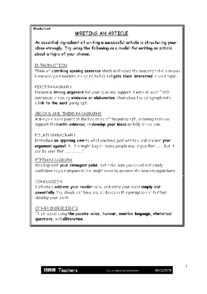 Writing an Article Handout