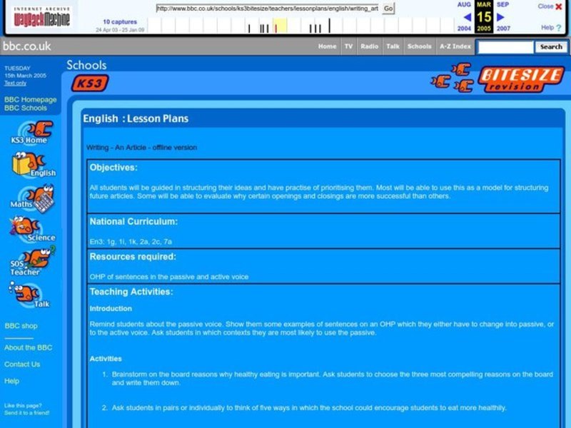 Writing An Article Lesson Plan