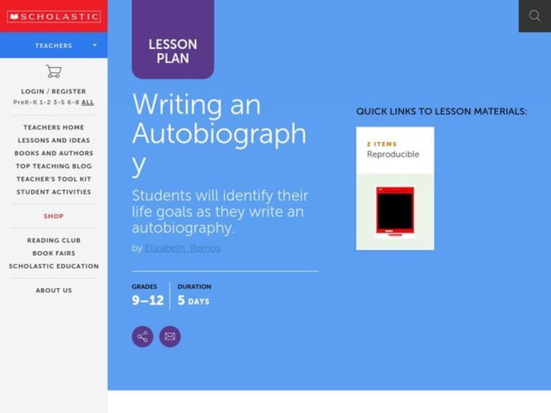 Writing an Autobiography Lesson Plan