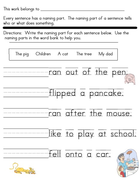 Writing Conventions: Sentence Completion Worksheet