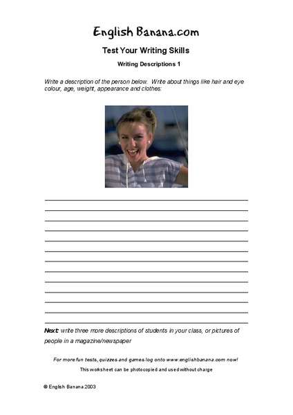 Writing Descriptions Writing