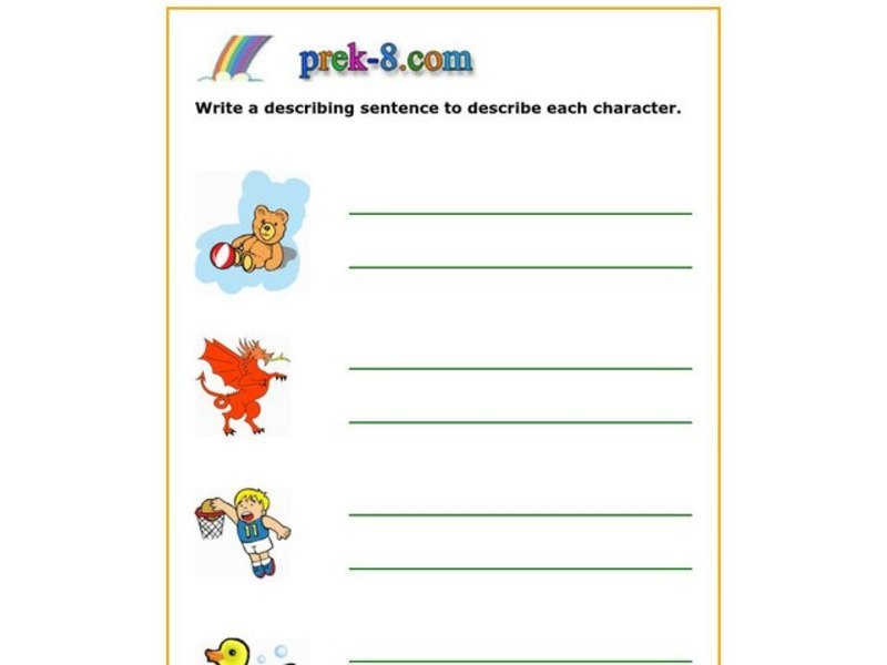 Writing Descriptive Sentences Worksheet