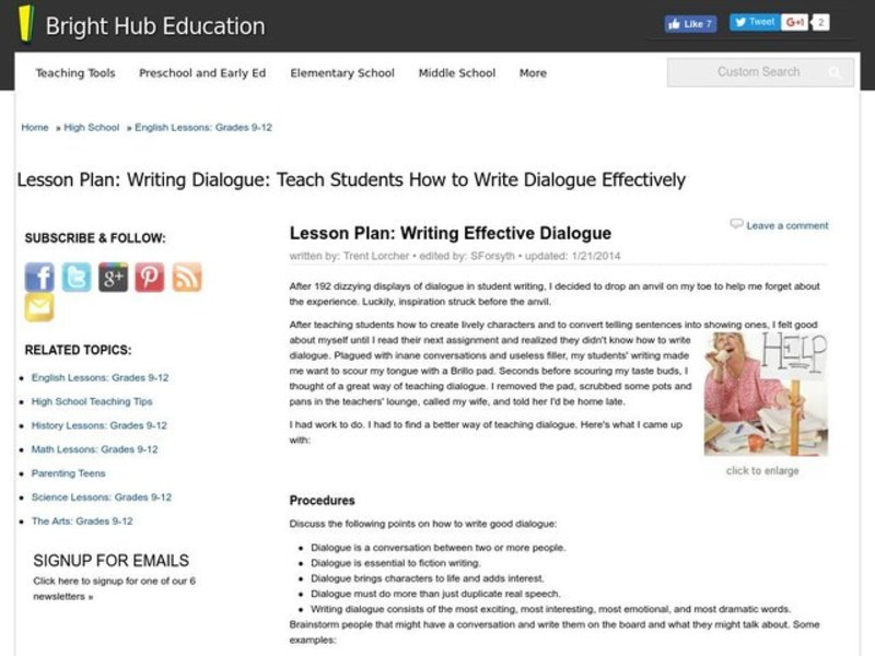 Writing Effective Dialogue Lesson Plan