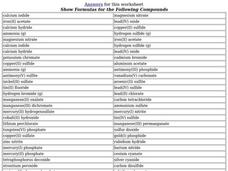 Writing Formulas Worksheet