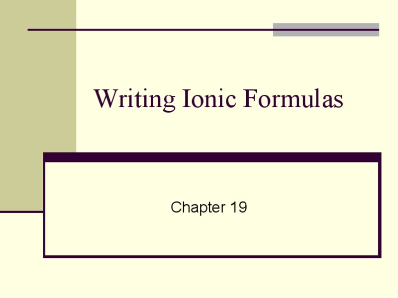 Writing Ionic Formulas PPT