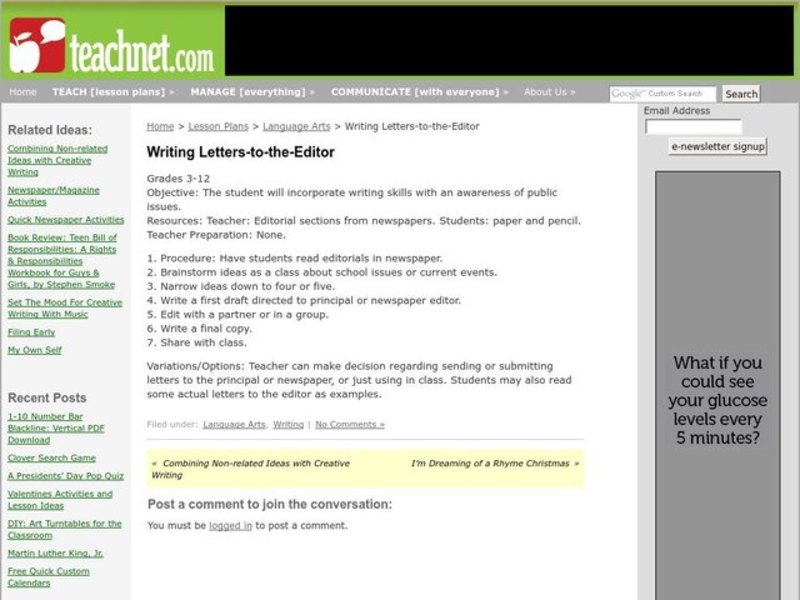 Writing Letters-to-the-Editor Lesson Plan