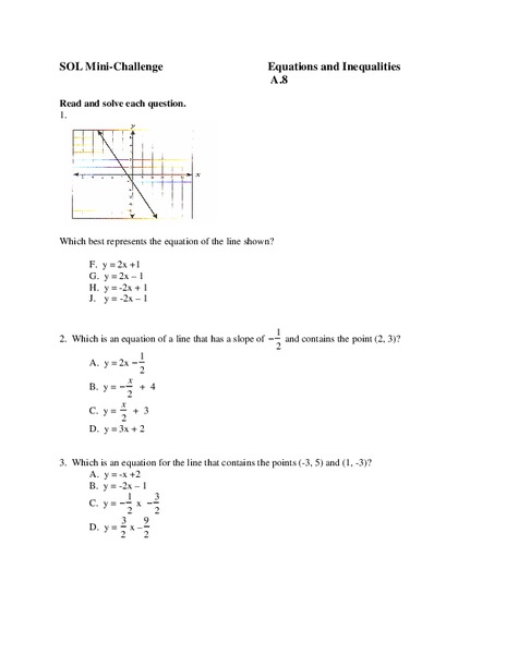 Writing Linear Equations Worksheet