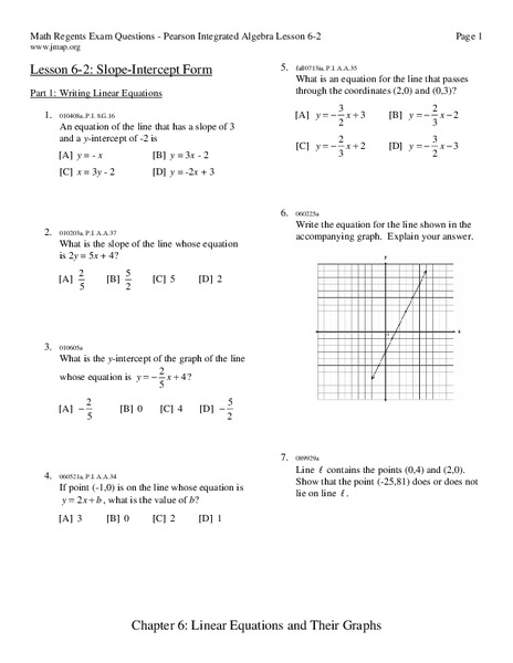 Writing Linear Equations Worksheet