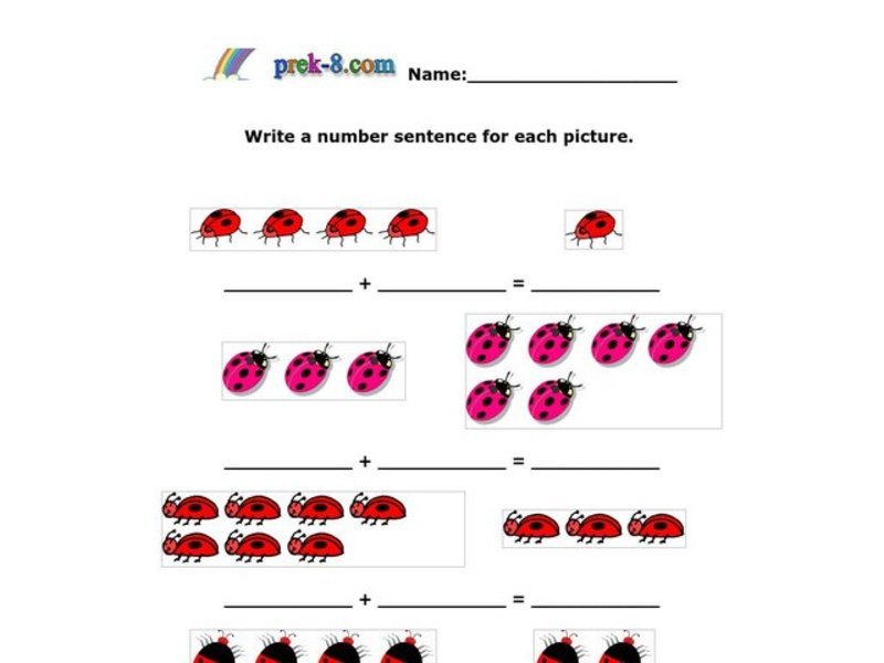 Writing Number Sentences Worksheet