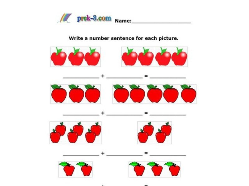 Writing Number Sentences Worksheet