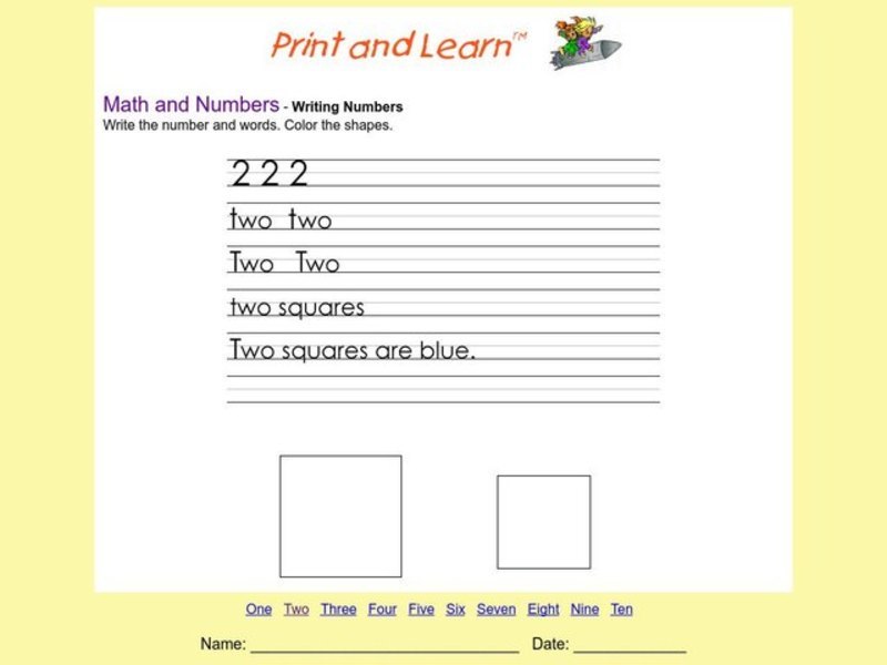 Writing Numbers Worksheet