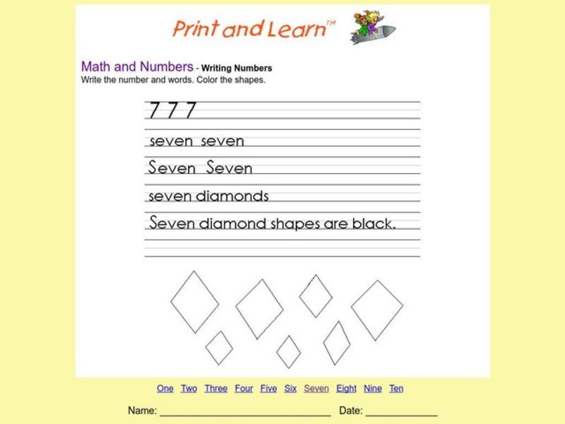 Writing Numbers Worksheet