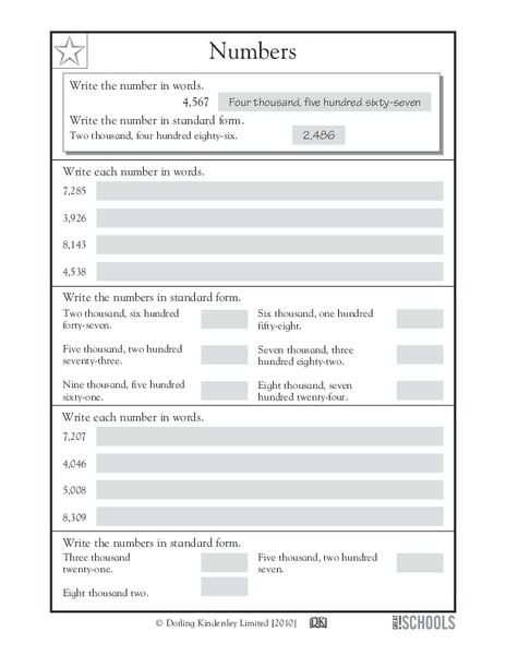Writing Numbers Worksheet