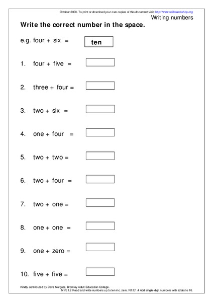 Writing Numbers in Word Form Worksheet