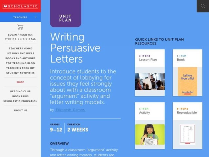 Writing Persuasive Letters Unit Plan