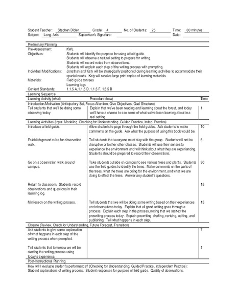 Writing Process Lesson Plan