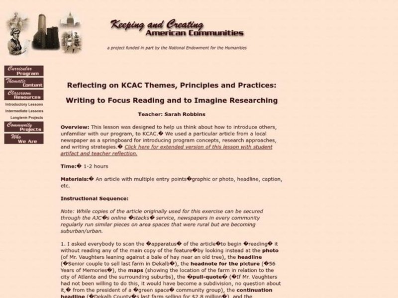 Writing to Focus Reading and to Imagine Researching Lesson Plan