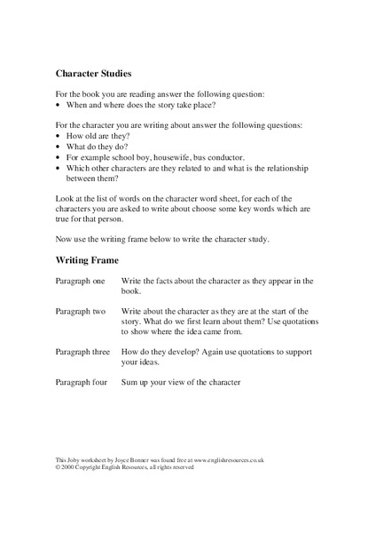 Writing Worksheet Lesson Plan