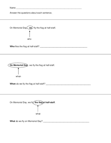 Adaptive Worksheet-Answering Questions Worksheet