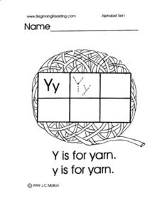 Y Is for Yarn Worksheet