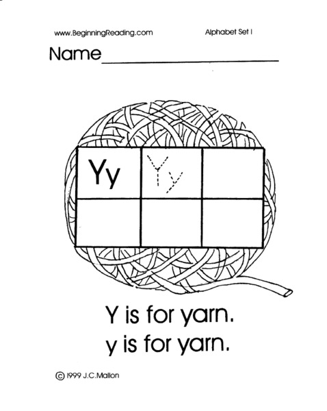 Y Is for Yarn Worksheet