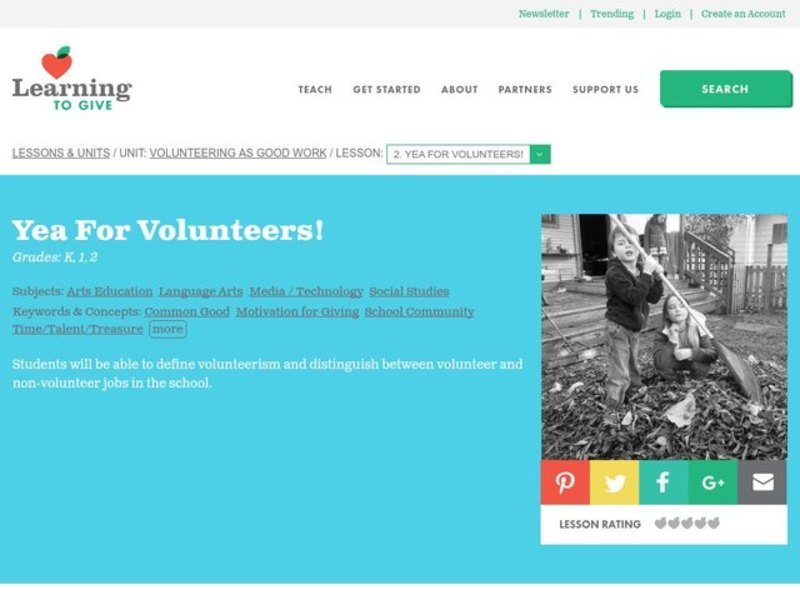 Yea For Volunteers! Lesson Plan