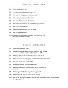 Yellow Submarine Worksheet