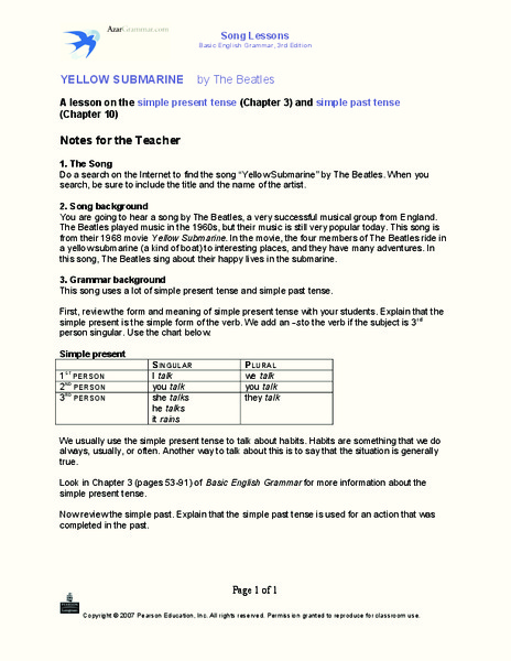 Yellow Submarine Lesson Plan