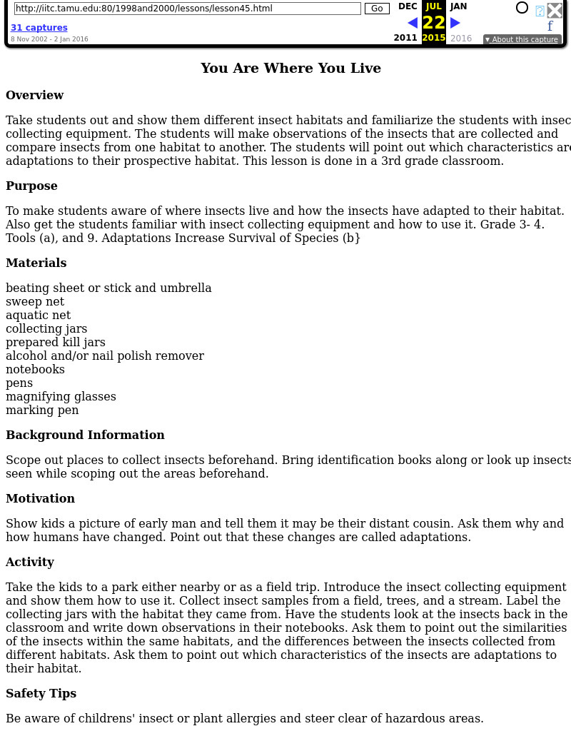 You Are Where You Live Lesson Plan